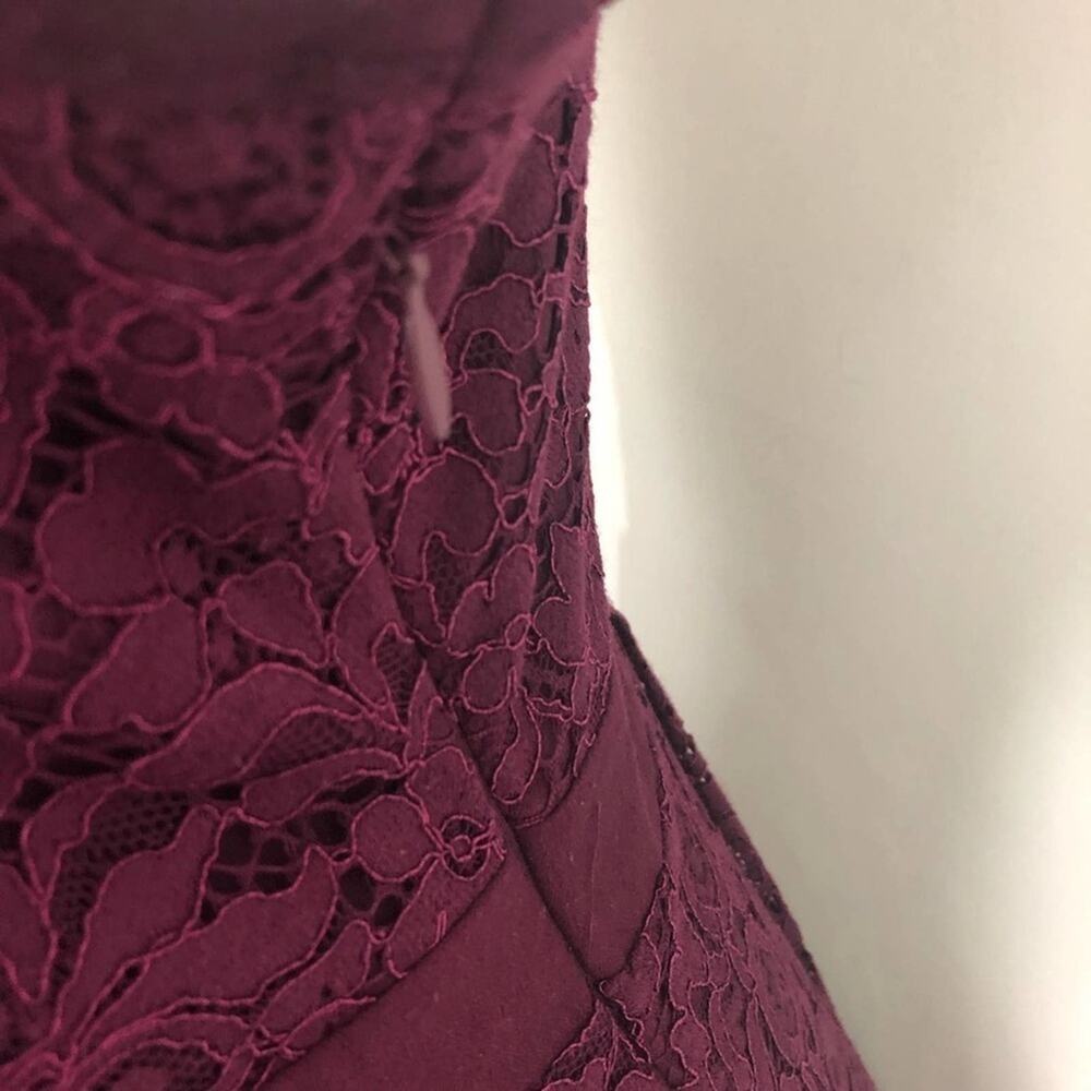 Free People Lovely In Love Lace Mini Dress Flirty Burgundy Berry Women's Size M - Picture 5 of 7
